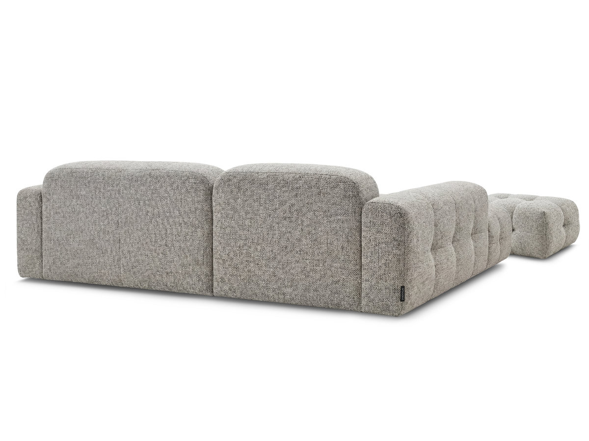 LAURA vaste hoekbank in gemęleerde stof met kleine poef