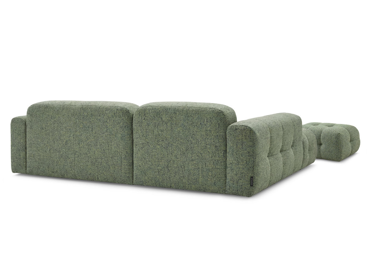 LAURA vaste hoekbank in gemęleerde stof met kleine poef