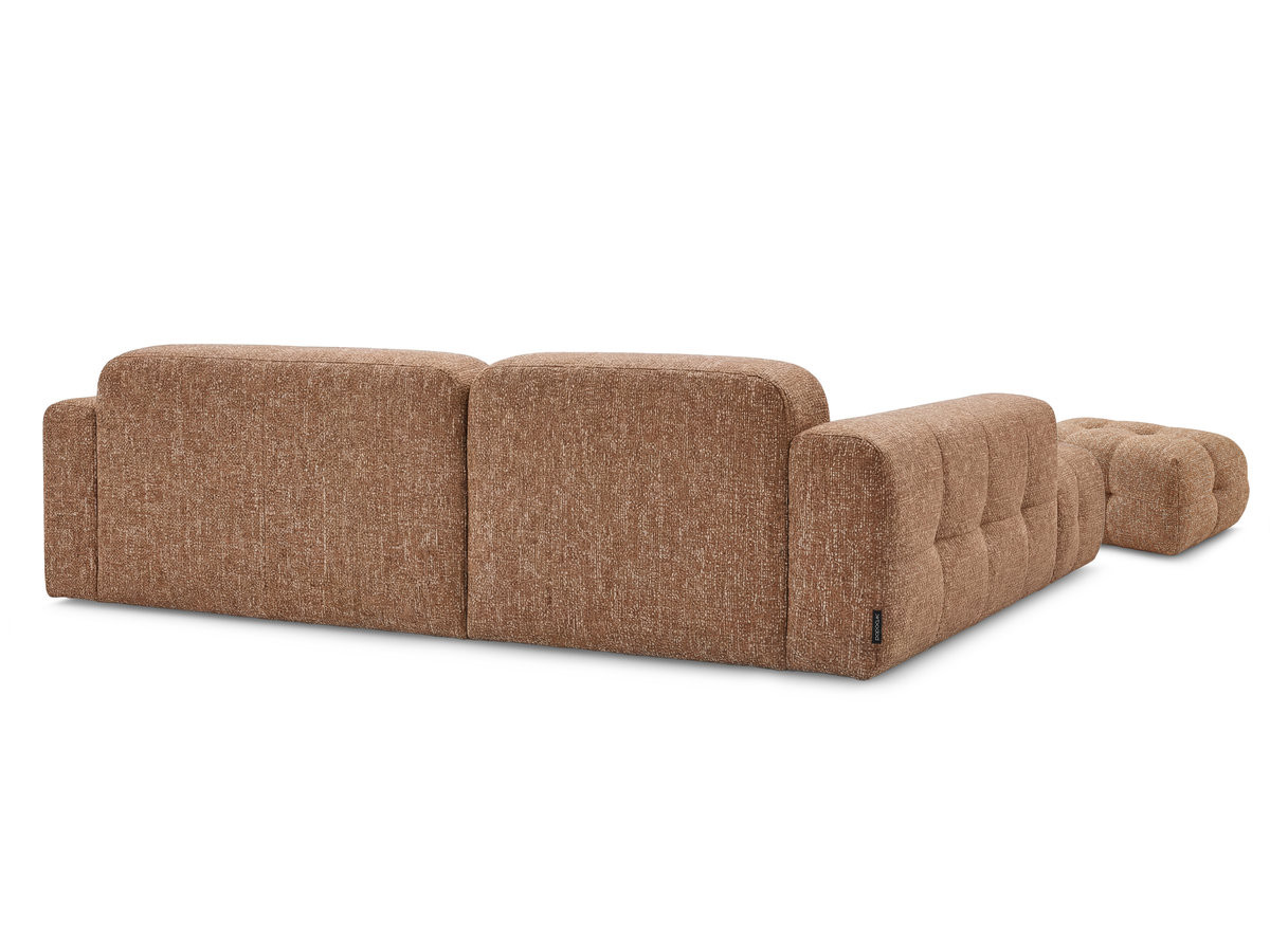 LAURA vaste hoekbank in gemęleerde stof met kleine poef