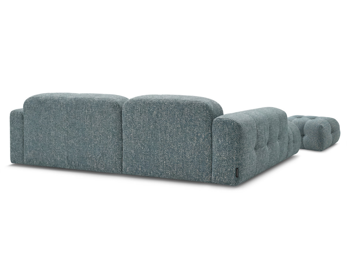 LAURA vaste hoekbank in gemęleerde stof met kleine poef