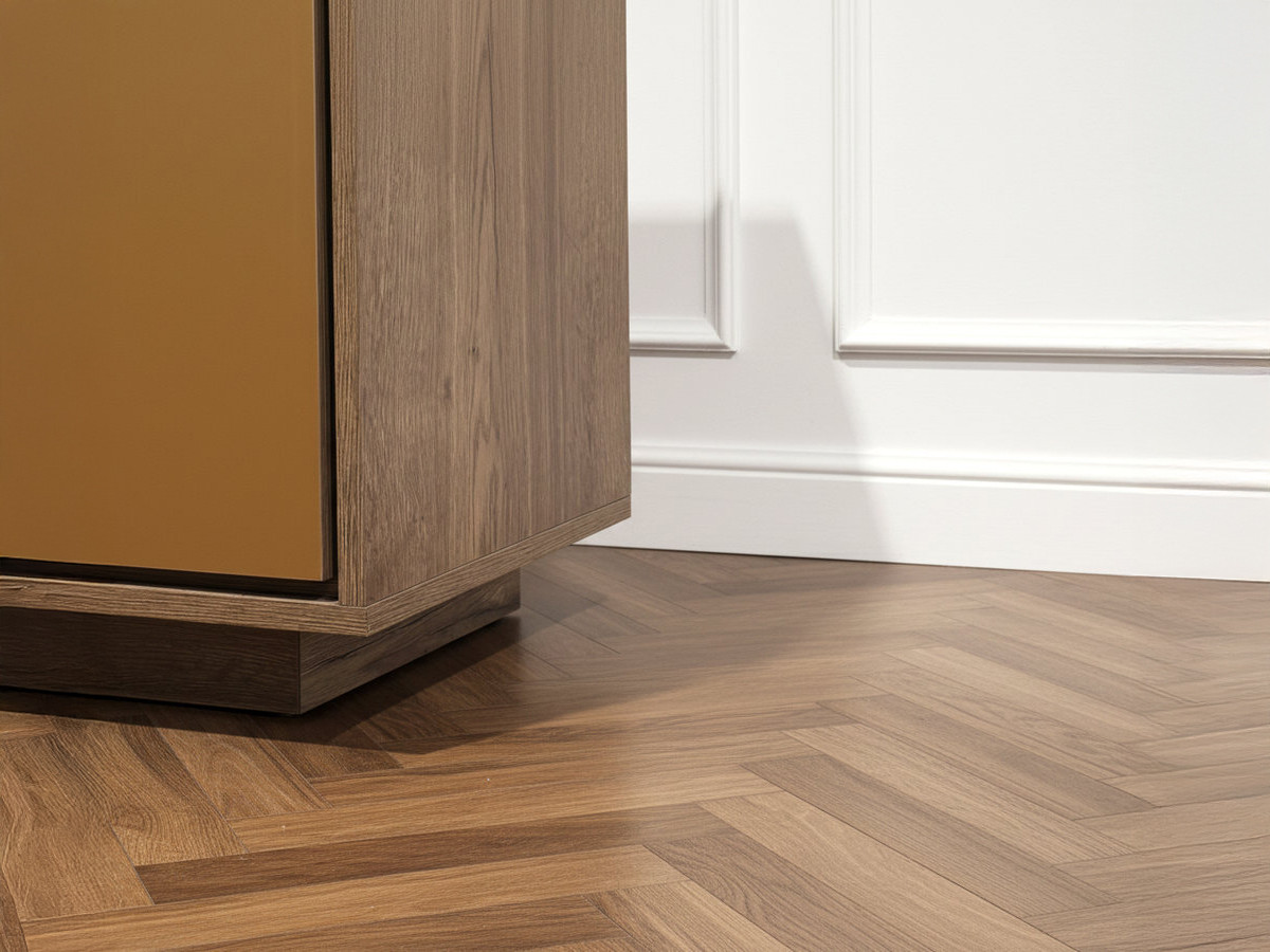 TULUM dressoir met 4 deuren, 190 cm, hout- en travertinlook