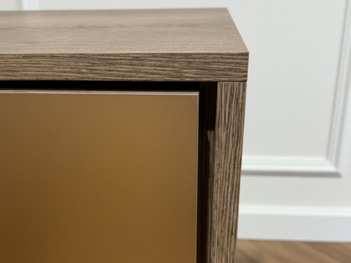 TULUM dressoir met 4 deuren, 190 cm, hout- en travertinlook