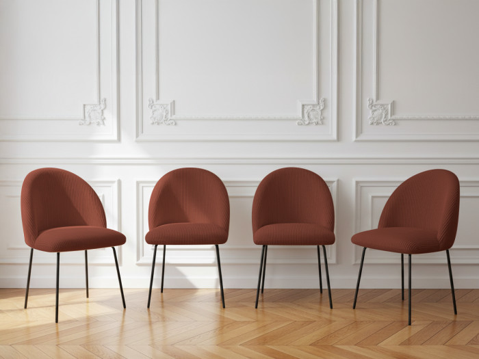 Lot de chaises LALIE tissu velours côtelé et pieds métal noir