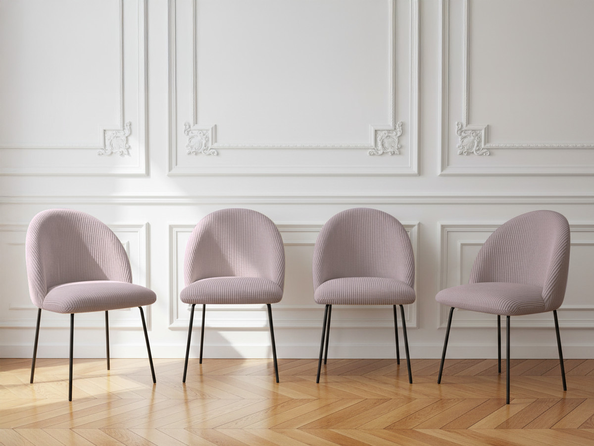 Lot de chaises LALIE tissu velours côtelé et pieds métal noir