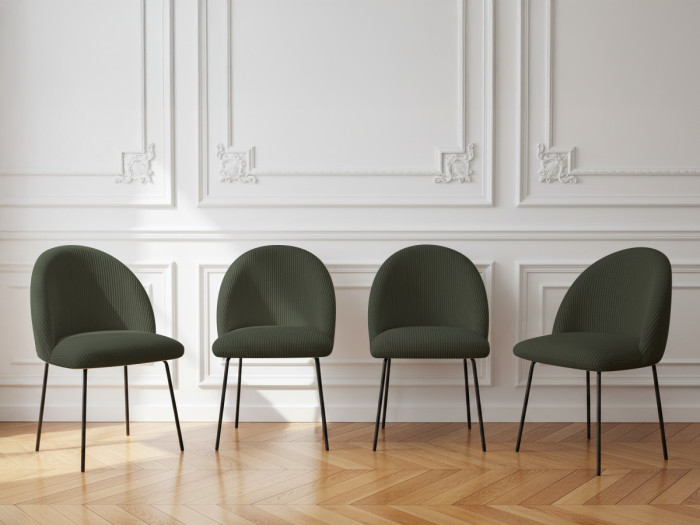 Lot de chaises LALIE tissu velours côtelé et pieds métal noir