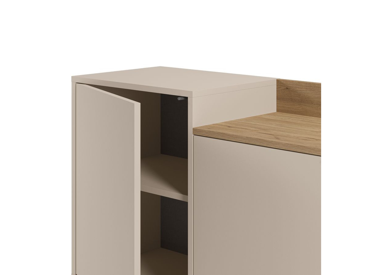 Set LINO buffet 200 cm + TV-meubel 180 cm eiken effect blad en metalen poten