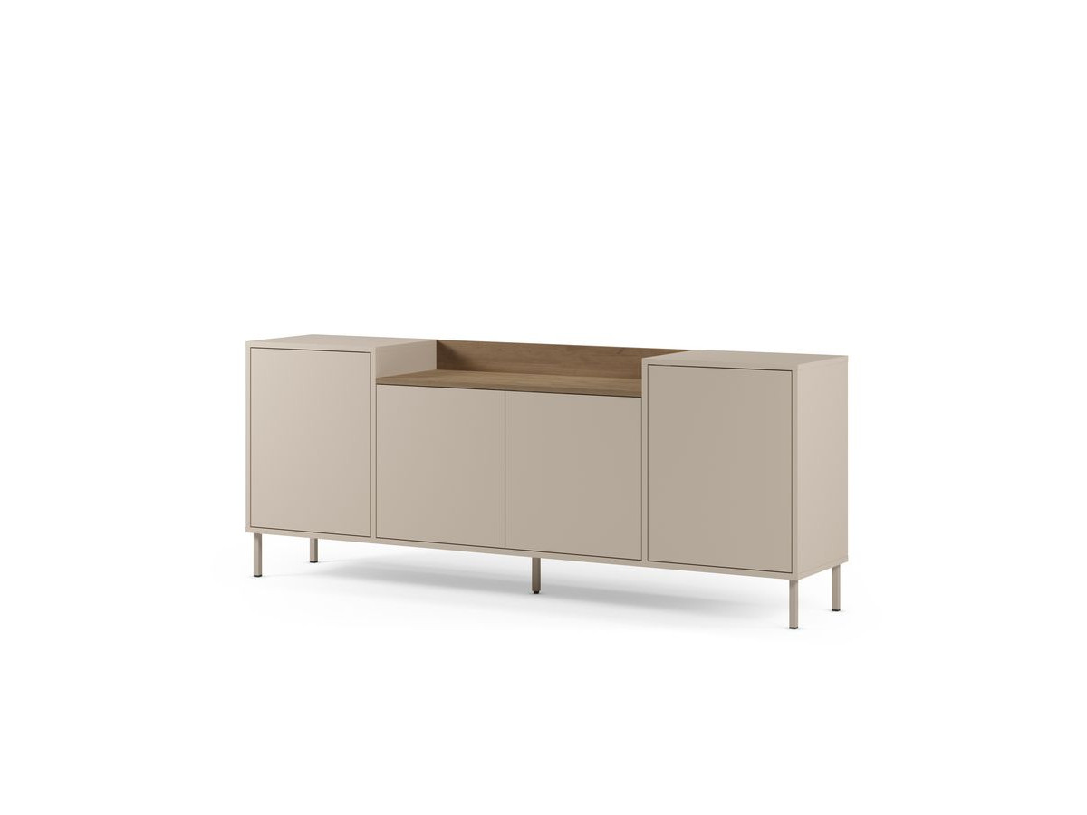 Set LINO buffet 200 cm + TV-meubel 180 cm eiken effect blad en metalen poten