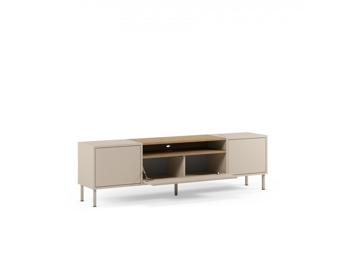 Set LINO buffet 200 cm + TV-meubel 180 cm eiken effect blad en metalen poten