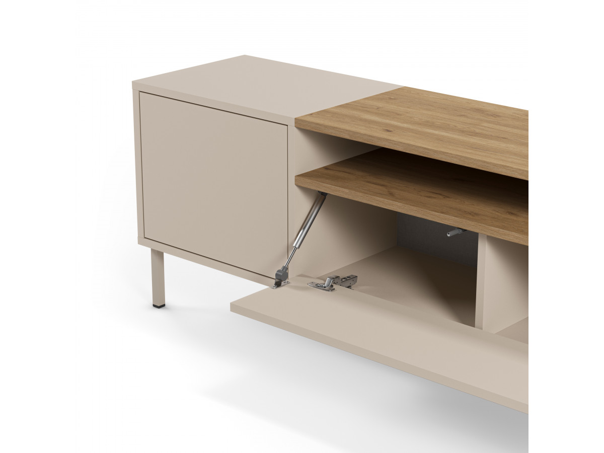Set LINO buffet 200 cm + TV-meubel 180 cm eiken effect blad en metalen poten