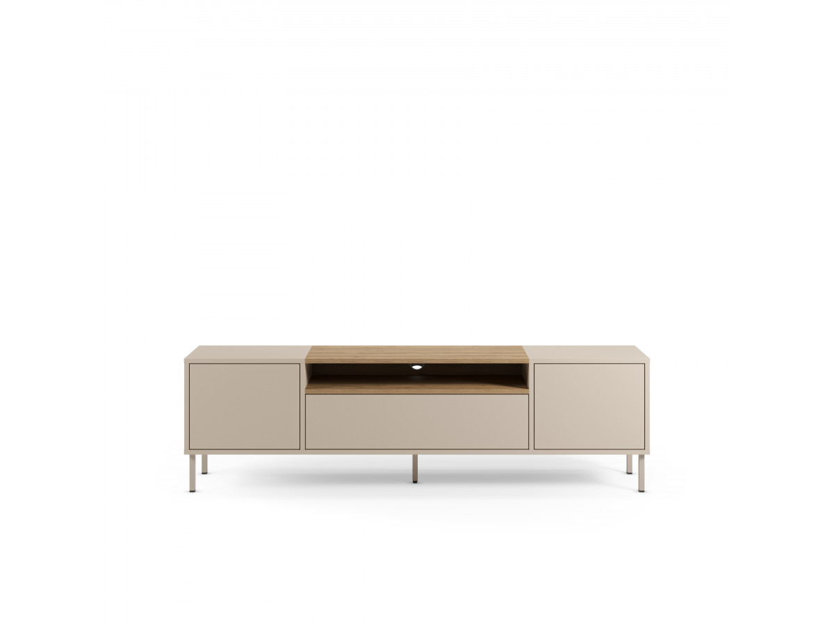Set LINO buffet 200 cm + TV-meubel 180 cm eiken effect blad en metalen poten