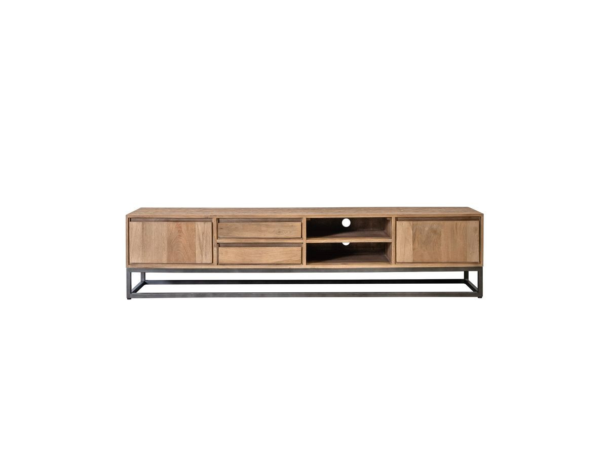 Ensemble BERGERAC avec buffet 190 cm + meuble TV 200 cm + table basse bois massif de manguier