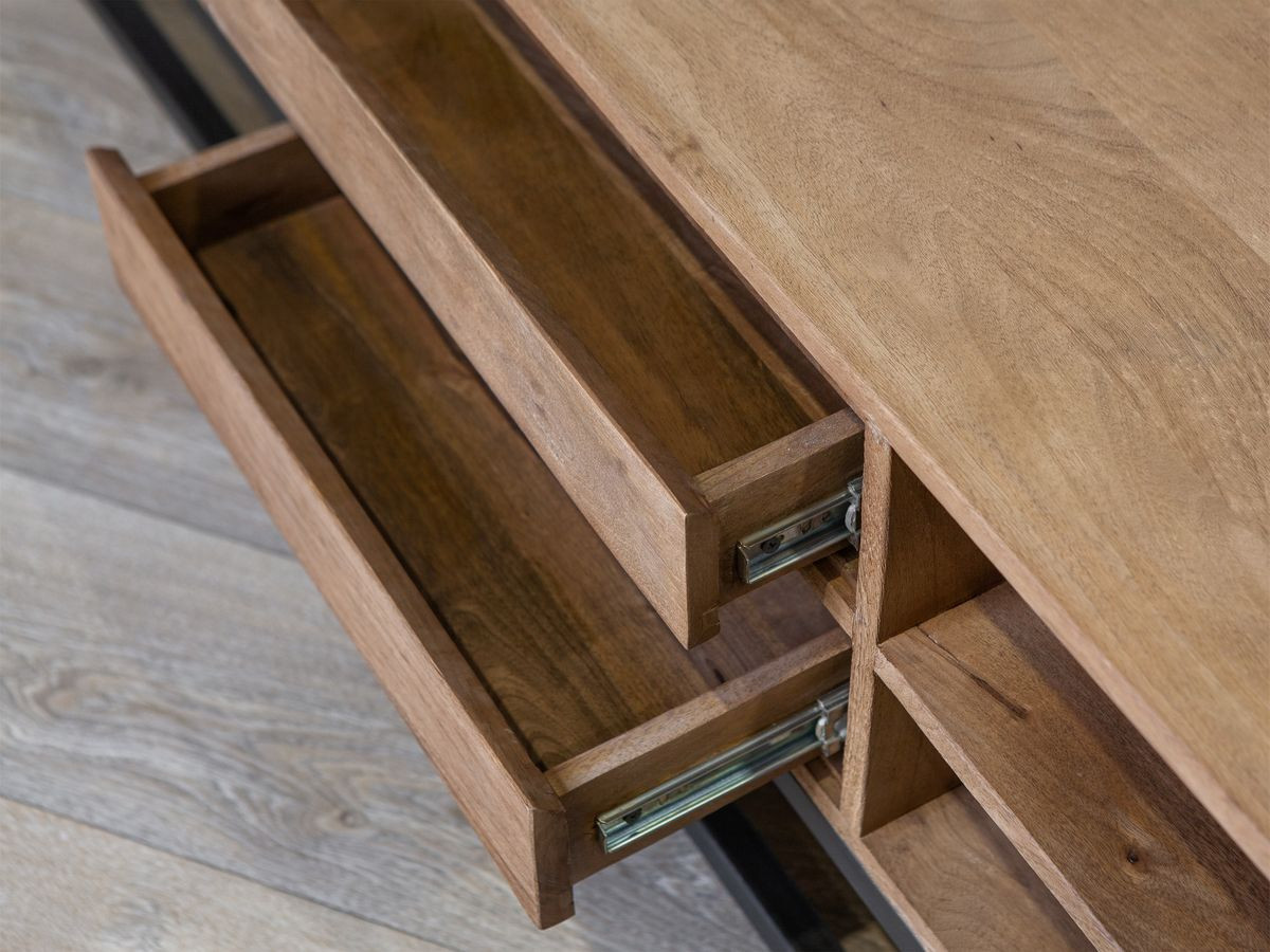 Ensemble BERGERAC avec buffet 190 cm + meuble TV 200 cm + table basse bois massif de manguier