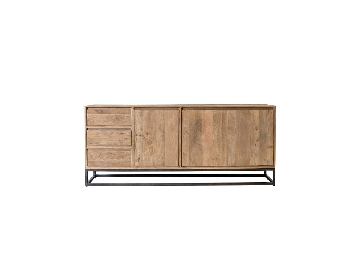 Ensemble BERGERAC avec buffet 190 cm + meuble TV 200 cm + table basse bois massif de manguier
