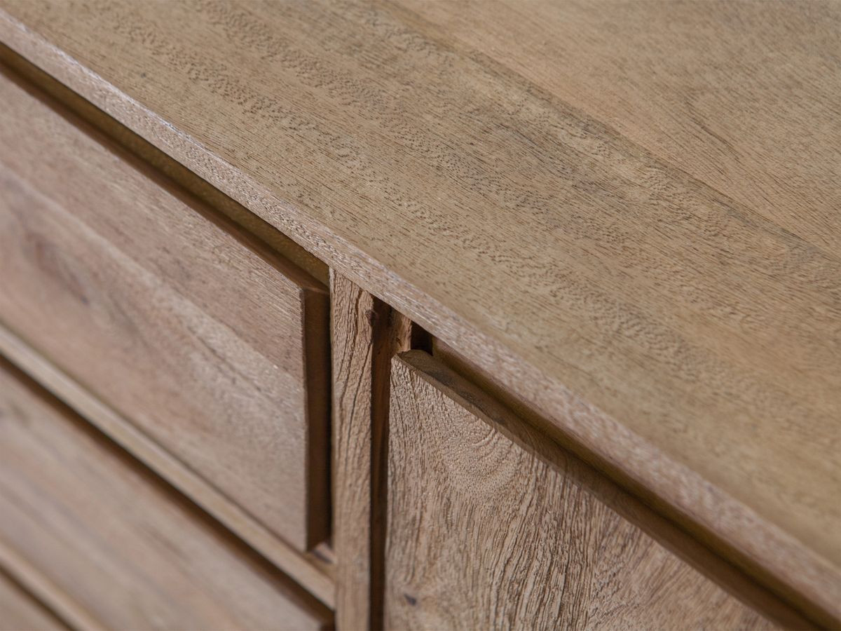 Ensemble BERGERAC avec buffet 190 cm + meuble TV 200 cm + table basse bois massif de manguier