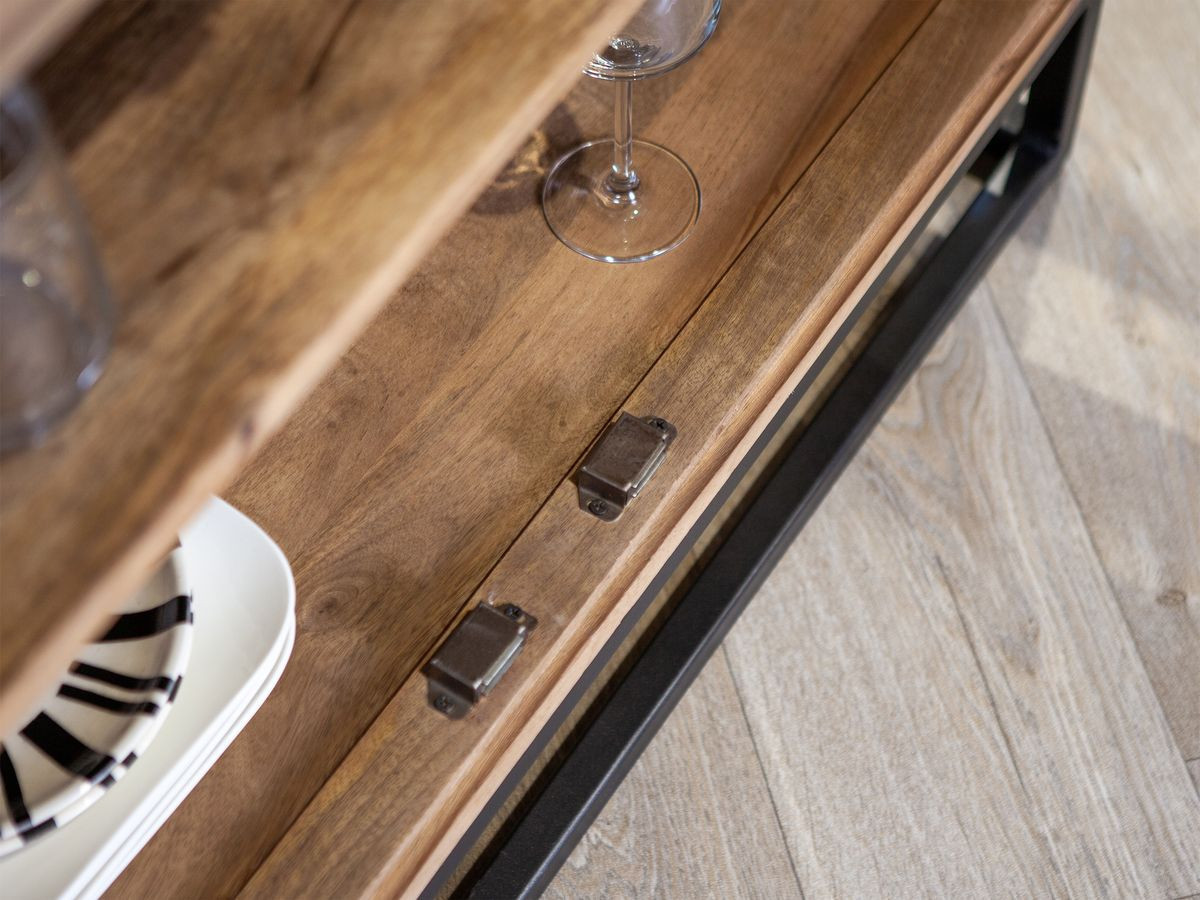Ensemble BERGERAC avec buffet 190 cm + meuble TV 200 cm + table basse bois massif de manguier