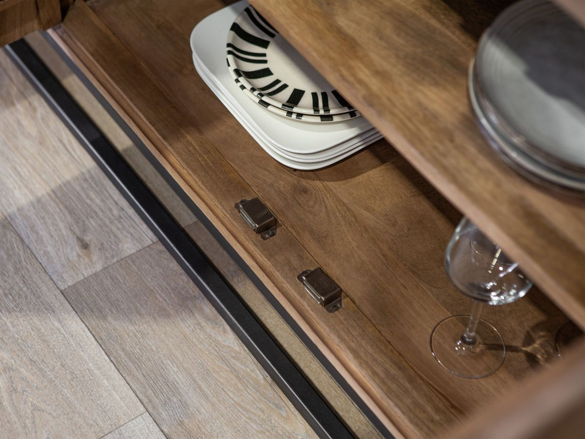 Ensemble BERGERAC avec buffet 190 cm + meuble TV 200 cm + table basse bois massif de manguier