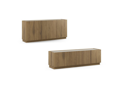 Ensemble MARION avec buffet 180 cm + meuble TV 160 cm effet chêne et travertin