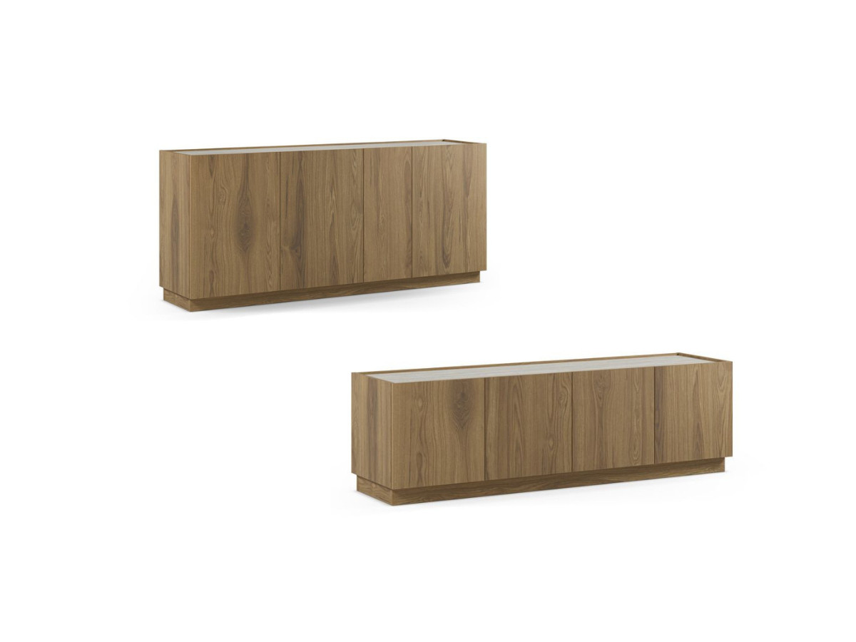 MARION set met dressoir 180 cm + tv-meubel 160 cm in eiken- en travertijnlook