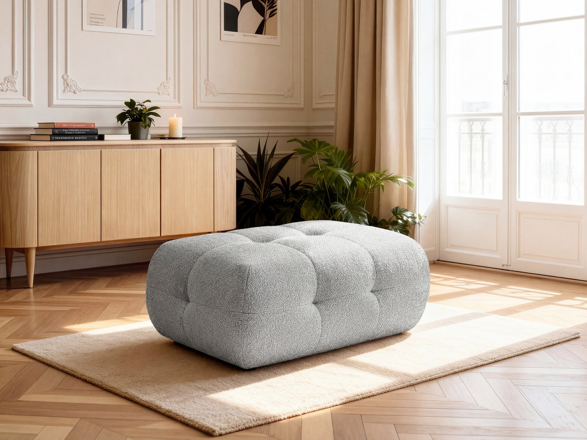Pouf petit LAURA chiné gris clair — vue 5