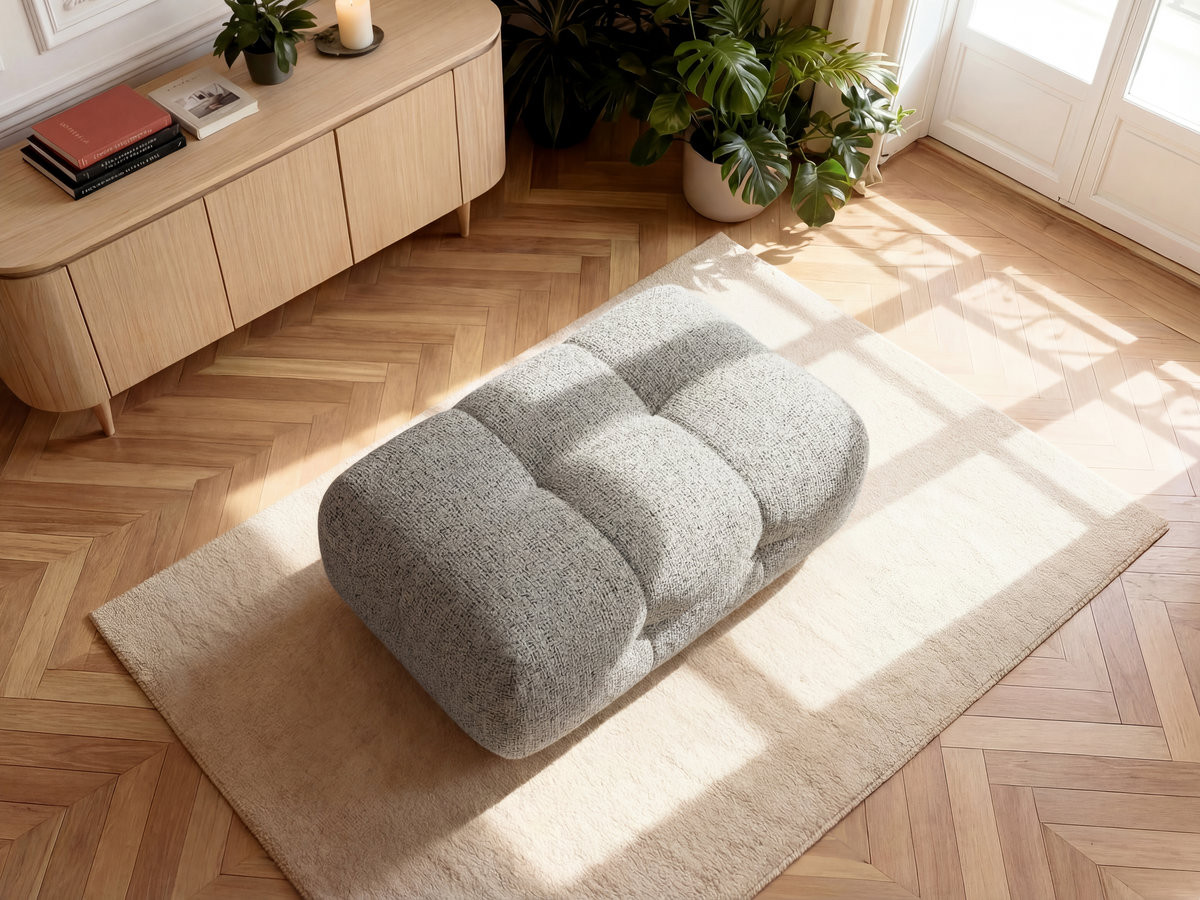 Pouf petit LAURA tissu chiné