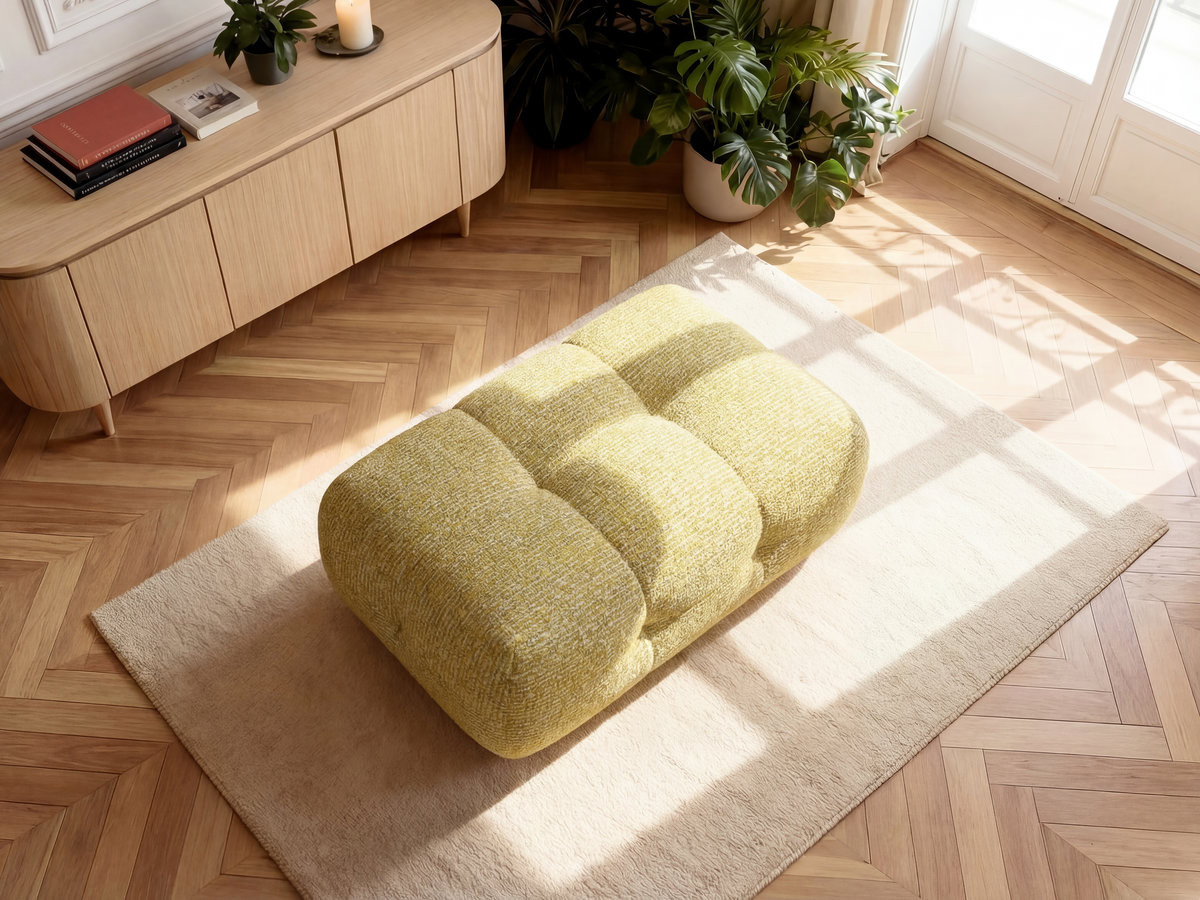 Pouf petit LAURA tissu chiné