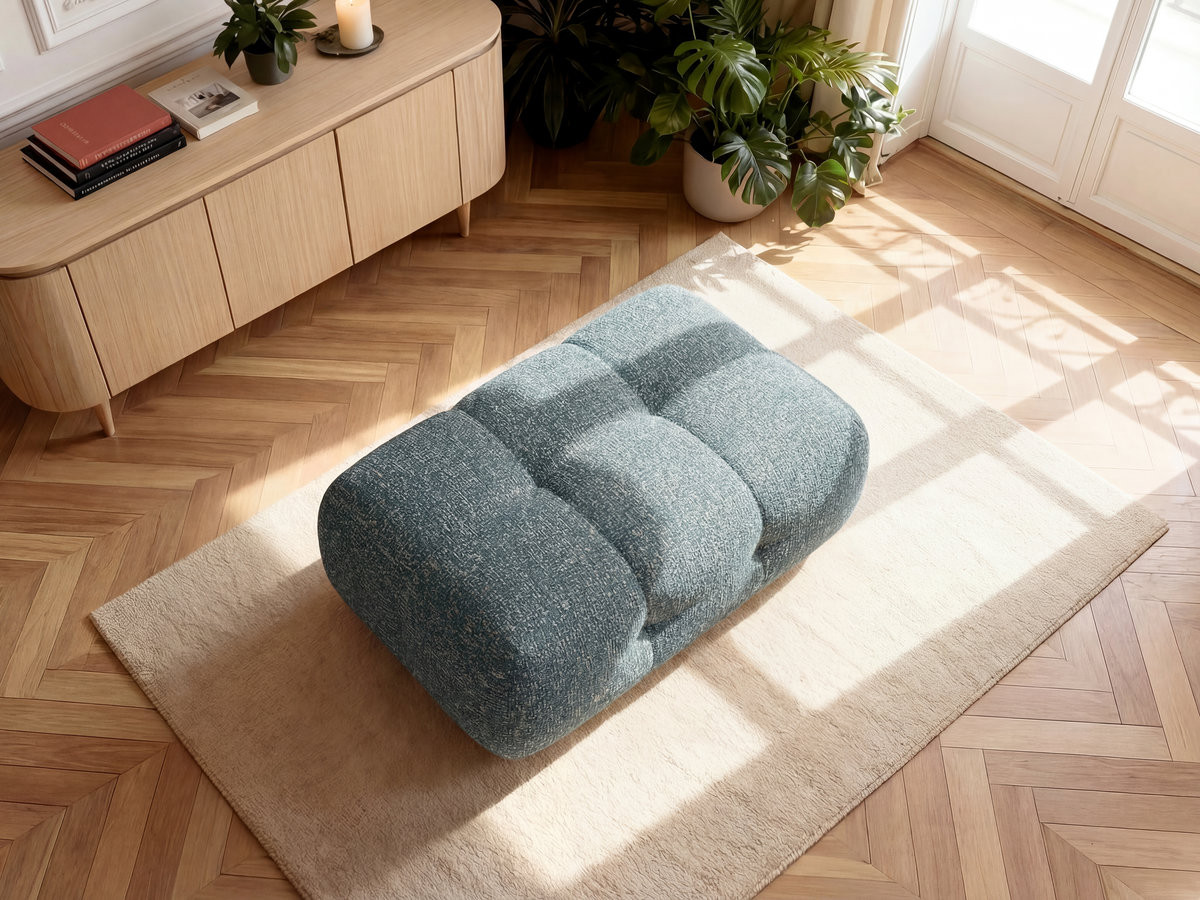 Pouf petit LAURA tissu chiné