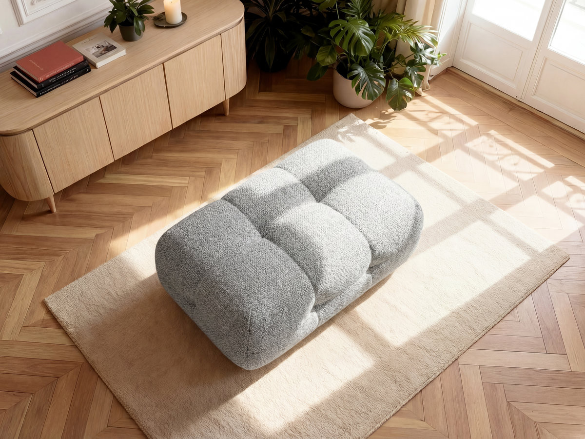 Pouf petit LAURA chiné gris clair — vue 6