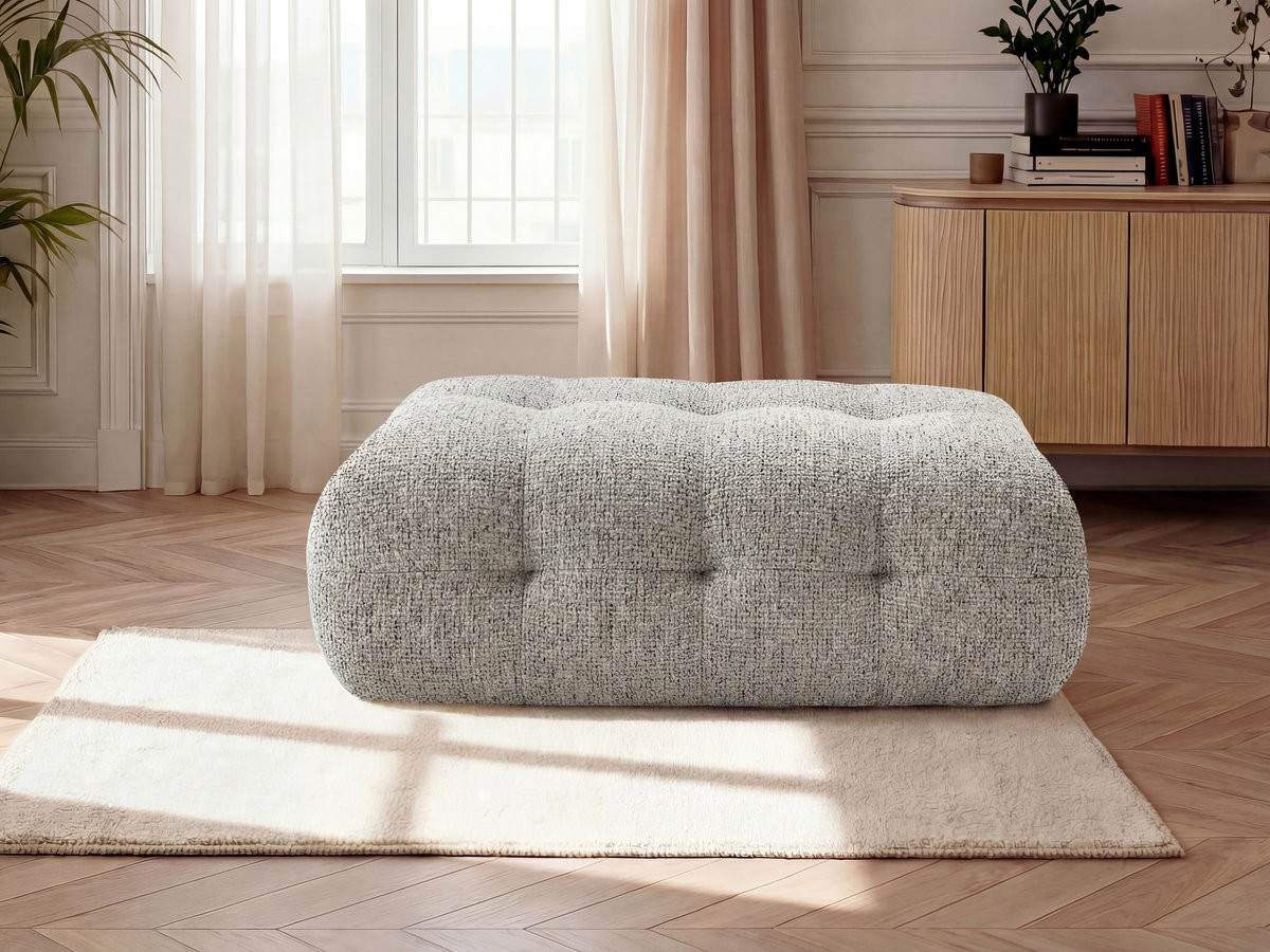 Pouf grand LAURA chiné taupe