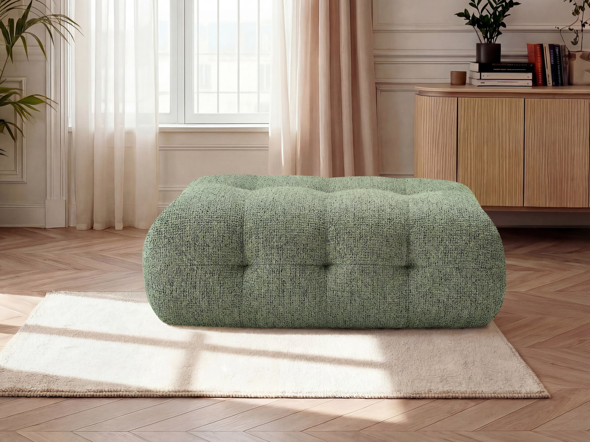 Grote LAURA poef in gemęleerde stof