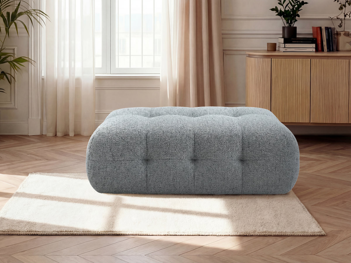 Pouf grand LAURA chiné gris clair