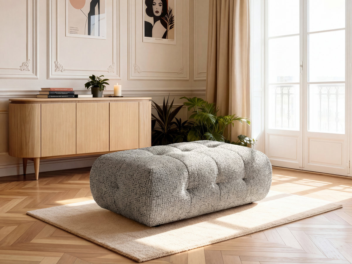 Pouf grand LAURA tissu chiné