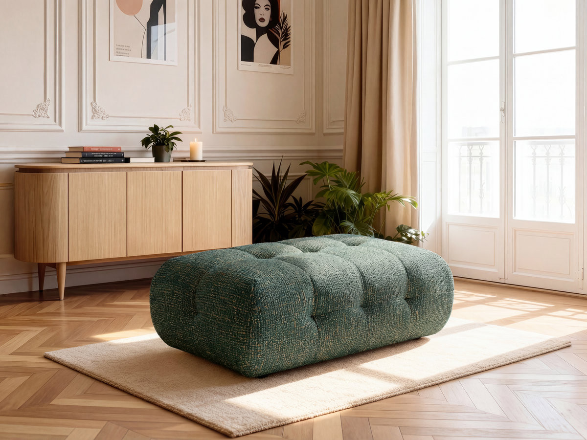 Grote LAURA poef in gemęleerde stof