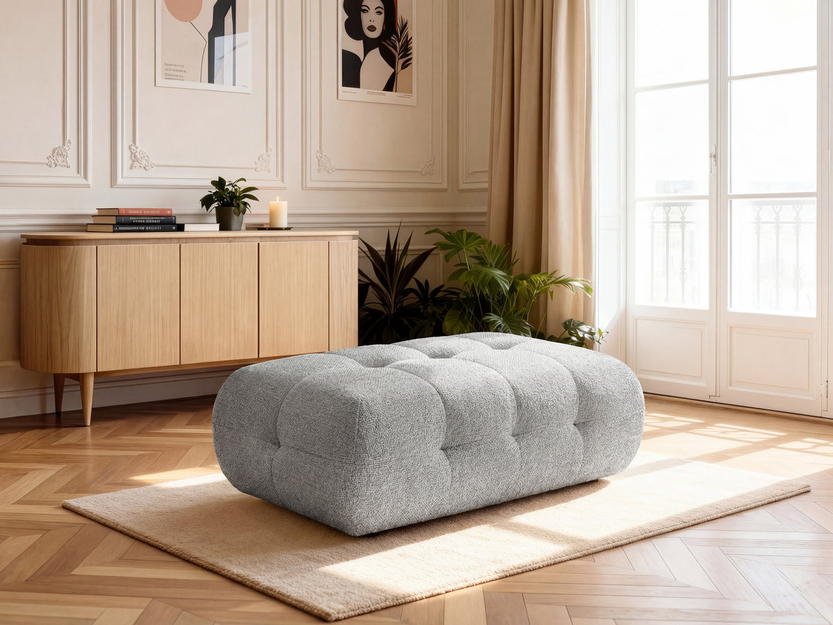 Pouf grand LAURA chiné gris clair — vue 4