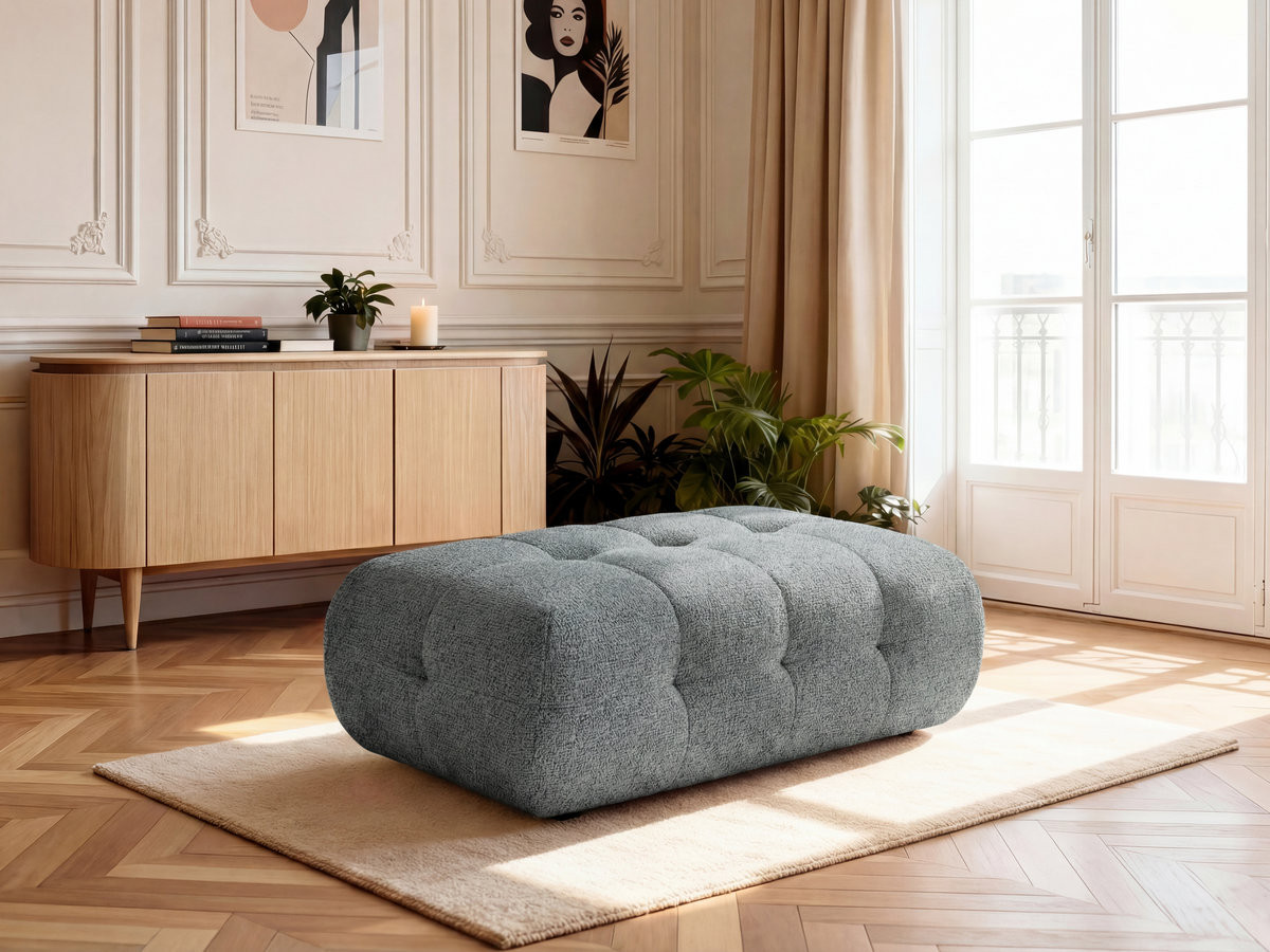 Grote LAURA poef in gemęleerde stof