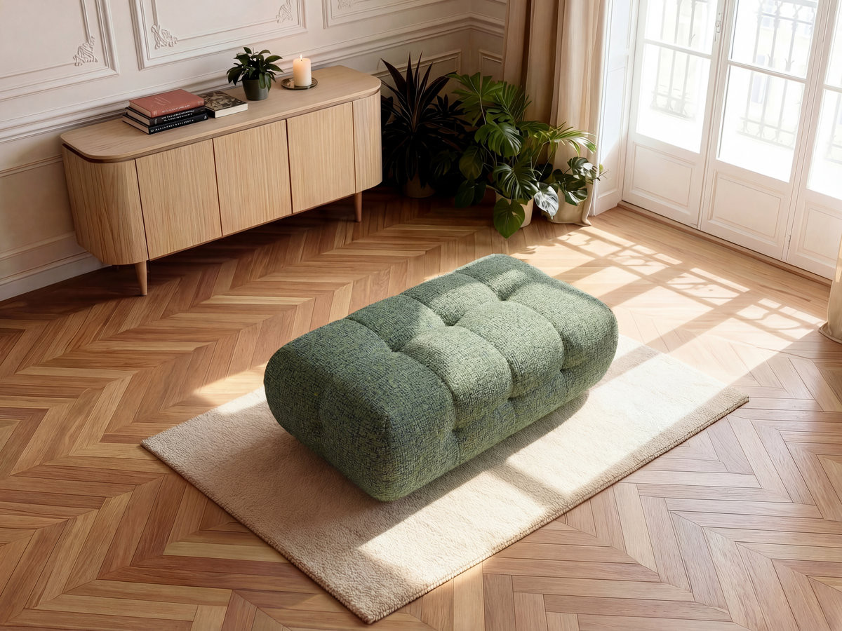 Pouf grand LAURA chiné vert clair — vue 5