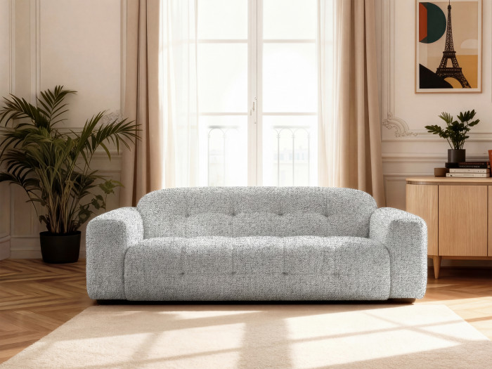 Canapé droit fixe 3 places LAURA tissu chiné