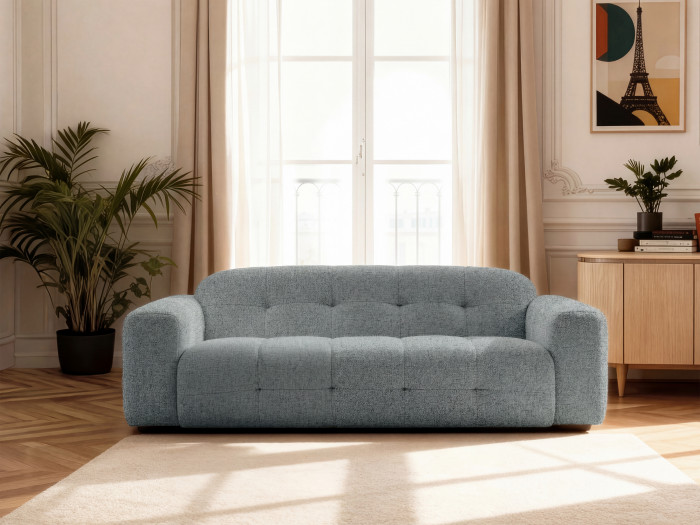 Canapé droit fixe 3 places LAURA tissu chiné