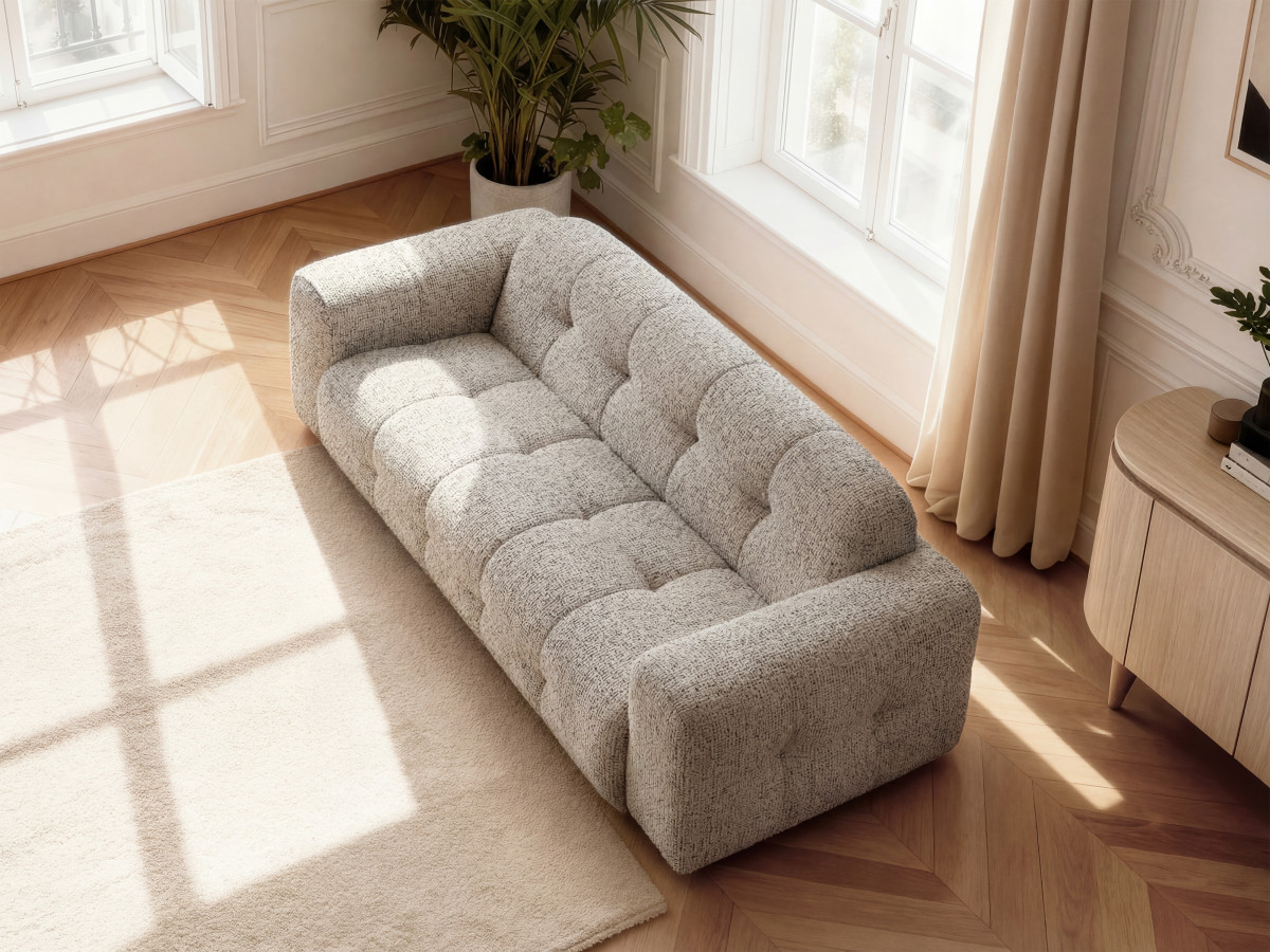 Canapé droit 3 places LAURA chiné taupe — vue 5