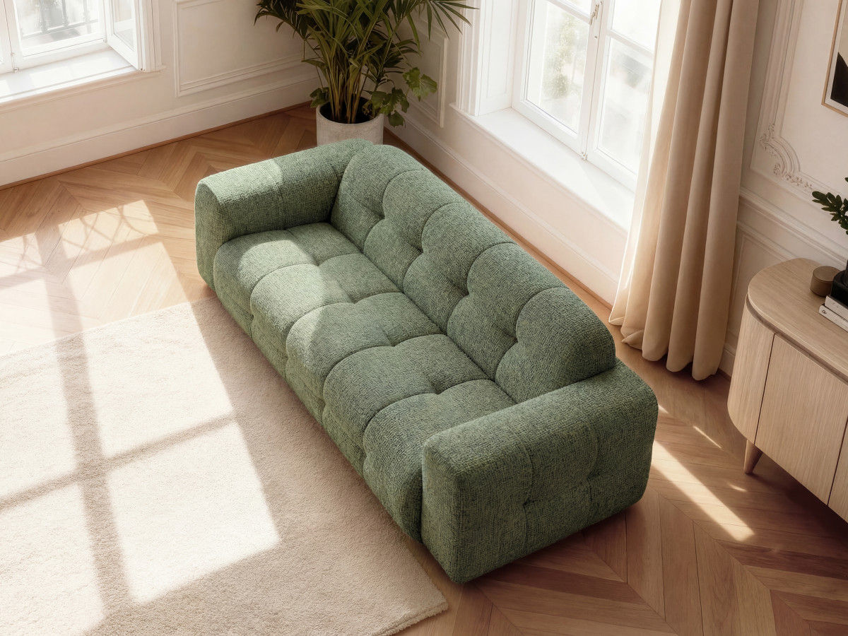 Canapé droit 3 places LAURA chiné vert clair — vue 5