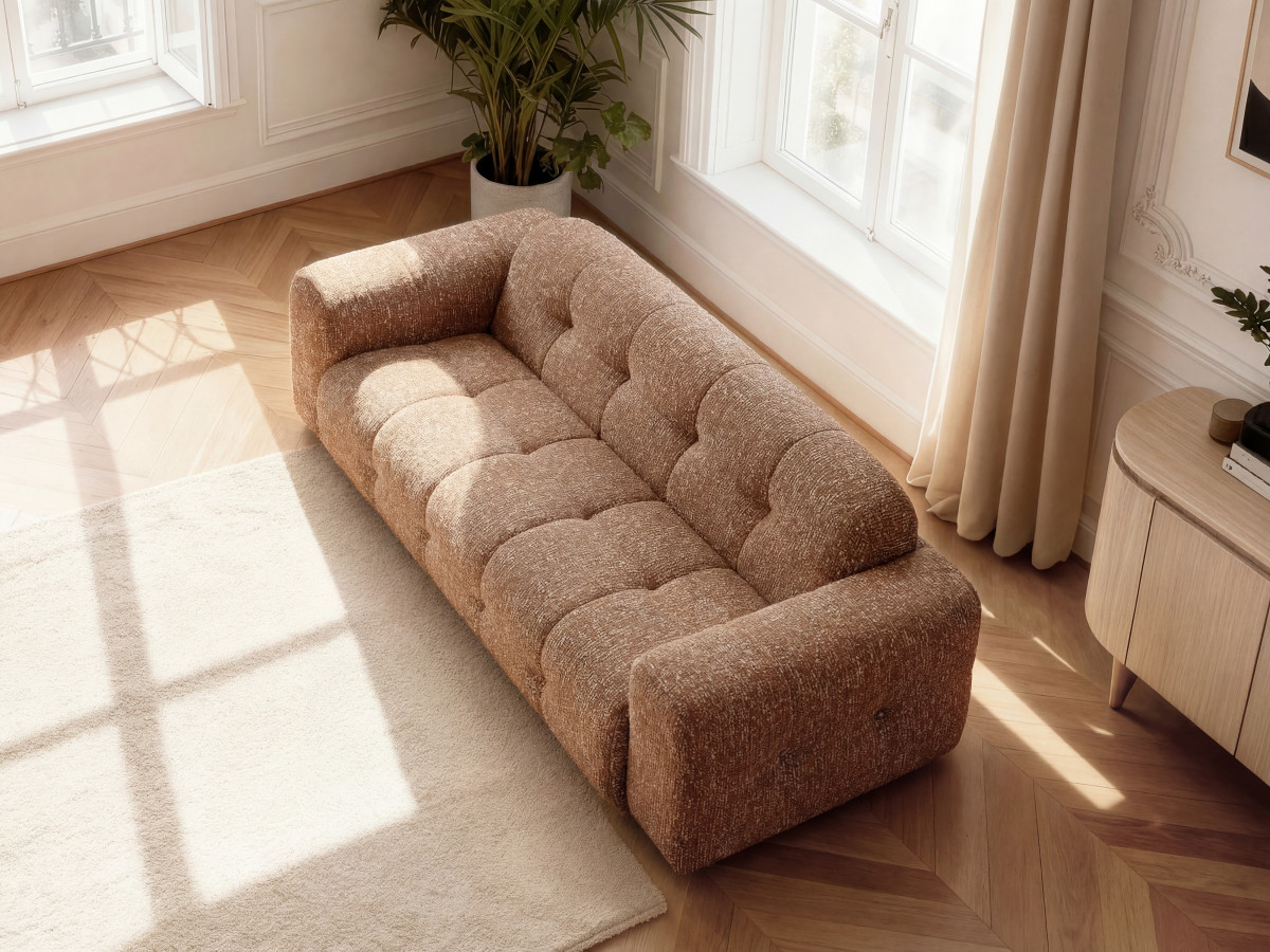 Canapé droit 3 places LAURA chiné orange — vue 5