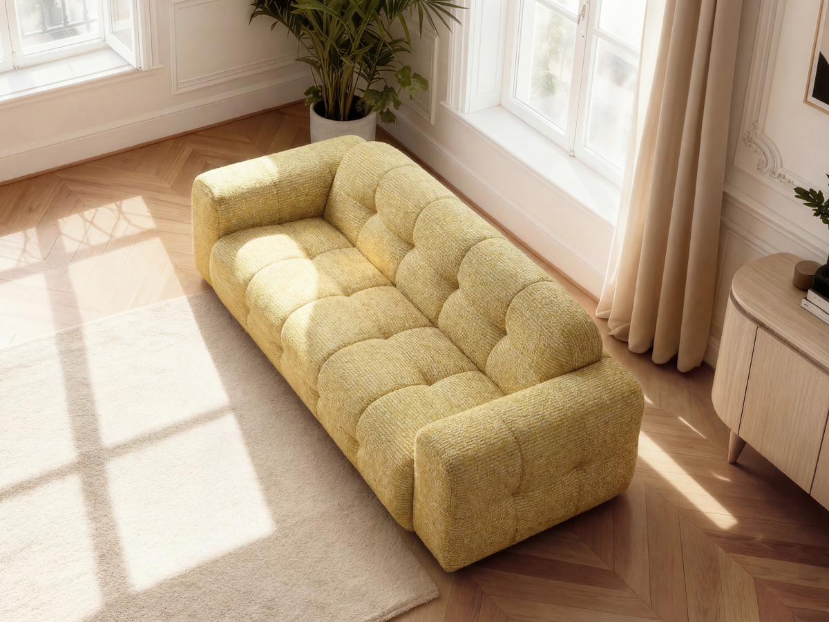 Canapé droit 3 places LAURA chiné jaune — vue 5