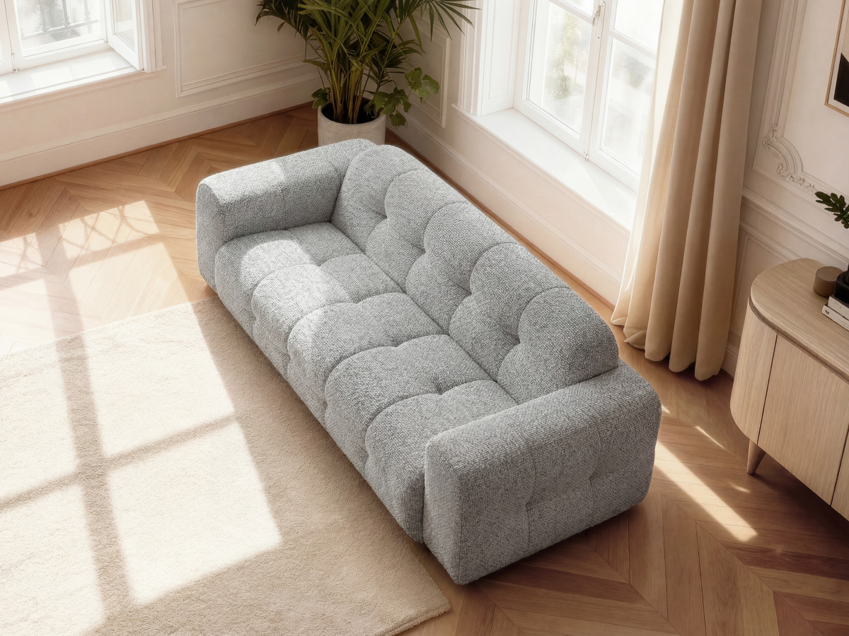 Canapé droit 3 places LAURA chiné gris clair — vue 5