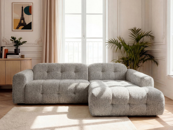 Canapé d'angle fixe LAURA tissu chiné