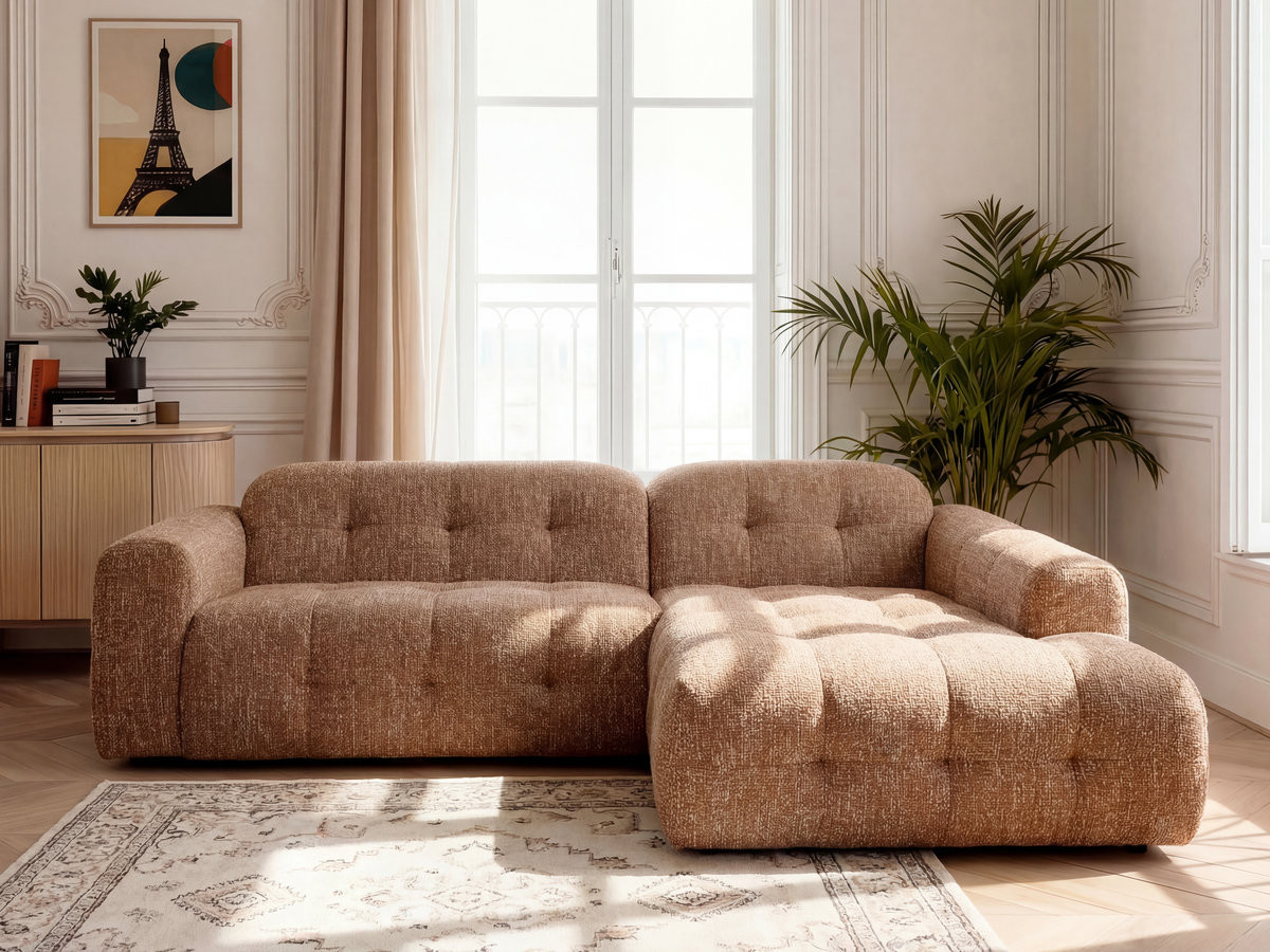 LAURA vaste hoekbank in gemęleerde stof