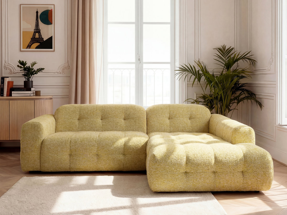 Canapé d'angle LAURA chiné jaune