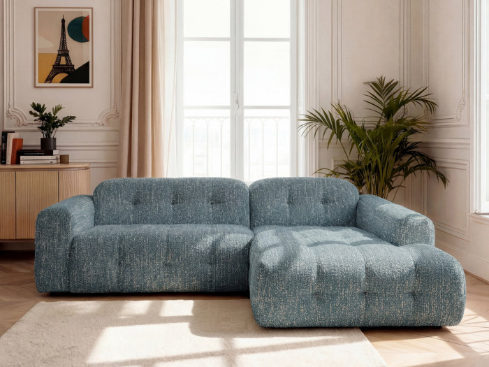 Canapé d'angle fixe LAURA tissu chiné