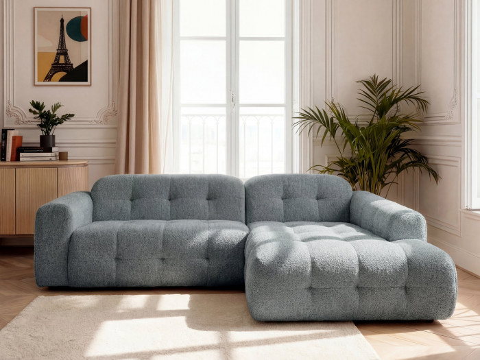 Canapé d'angle fixe LAURA tissu chiné