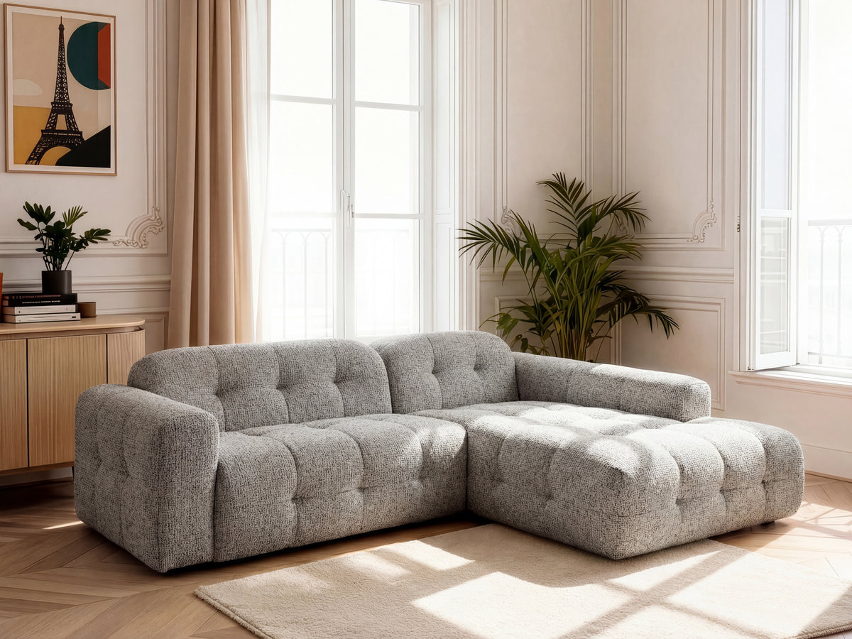 Canapé d'angle LAURA chiné taupe — vue 4