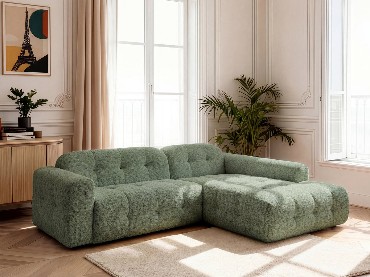 Canapé d'angle LAURA chiné vert clair — vue 4