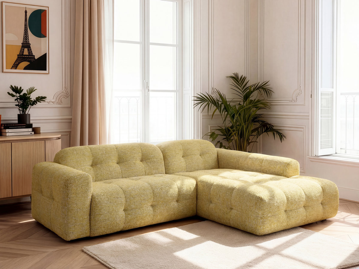 Canapé d'angle LAURA chiné jaune — vue 4